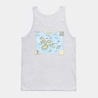 Galapagos Archipelago Map With Sailing Ships Tank Top